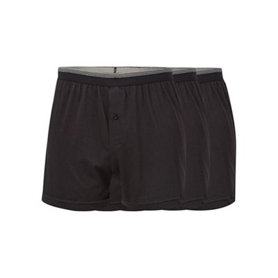 Pack of three black plain button boxers